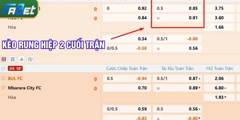 Kèo rung những phút cuối trận ở hiệp 2