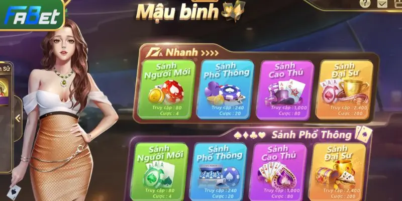 Phòng game bài mậu binh online trên nền trang Fabet
